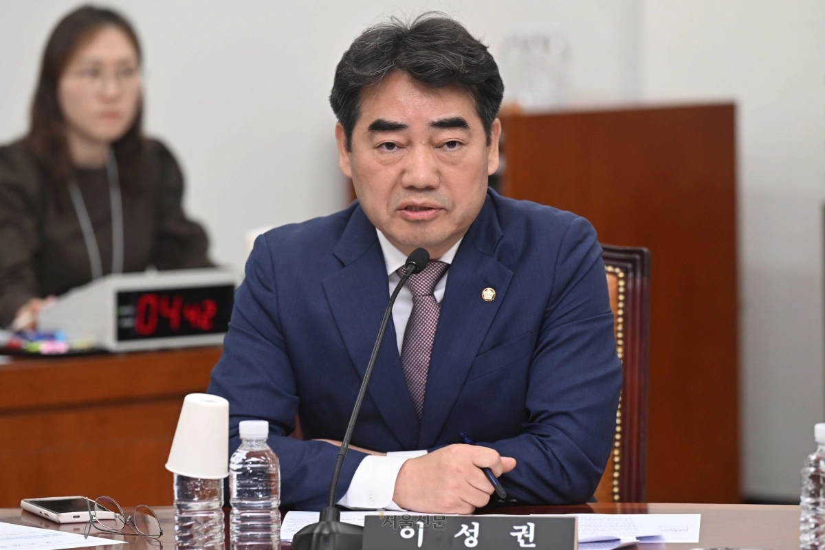 이성권 국민의힘 의원이 상임위에서 발언하고 있다. 안주영 전문기자