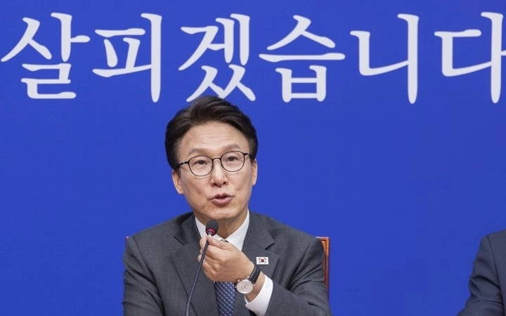 더불어민주당 김민석 대표가 23일 국회에서 열린 최고위원회의에서 발언하고 있다. 2026.9.23 연합뉴스
