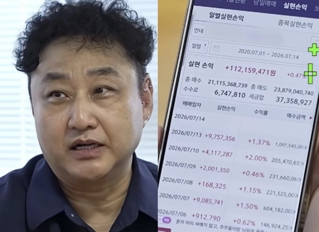 코미디언 김수용이 최근 6년 동안의 자신의 주식 투자 내역을 공개했다. 자료 : 유튜브 ‘시작컴퍼니’