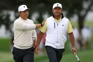 프레지던츠컵 필승조 김시우·김주형, 이틀 연속 승리…인터내셔널 팀, 둘쨋날 5경기 전승