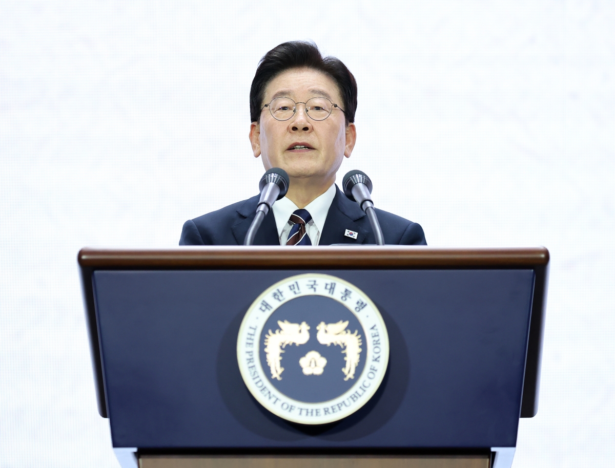 이재명 대통령이 28일 인천 송도에서 열린 제20회 세계한인의 날 기념식에서 기념사를 하고 있다. 2026.9.28 연합뉴스