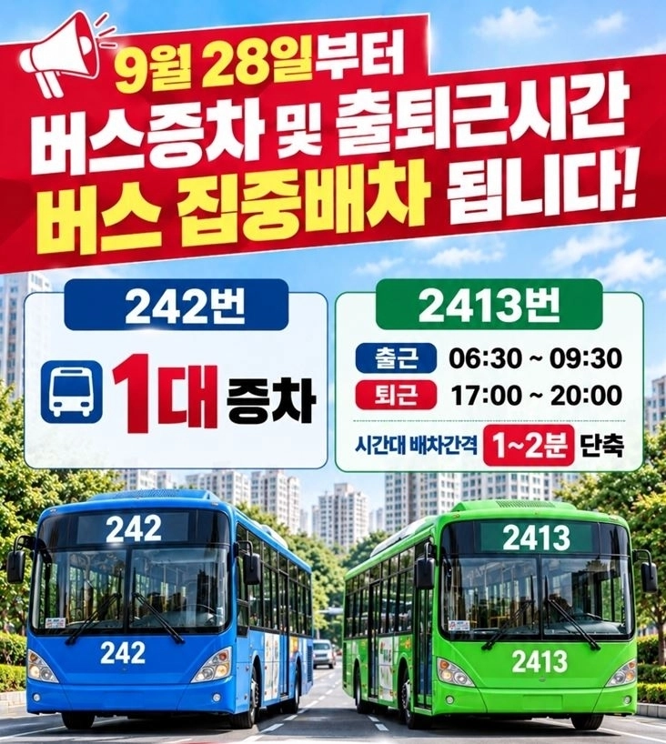 지난 27일 이인화 의원이 배포한 242번·2413번 증차 및 집중 배차 알림 포스터