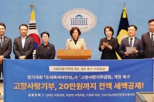 지속가능관광지방정부協, 고향사랑기부 전액 세액공제 20만 원 상향 제안