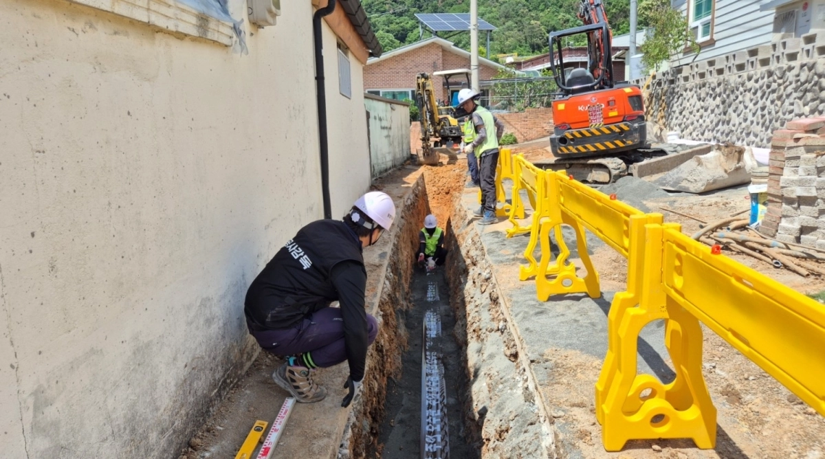 해룡면 하수도 관로 정비공사 모습