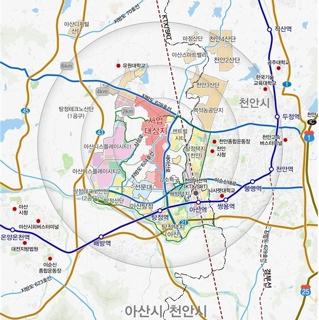 아산탕정2 도시개발구역 위치도. 아산시 제공