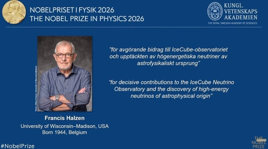 2026 노벨물리학상에 프란시스 할젠 미국 위스콘신 메디슨대 교수