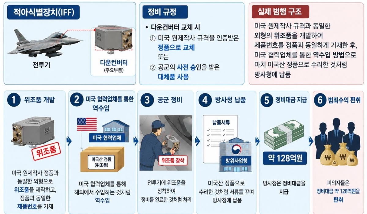 공군 전투기 정비대금 편취 범죄 모식도. 대전지방공소청 논산지청 제공
