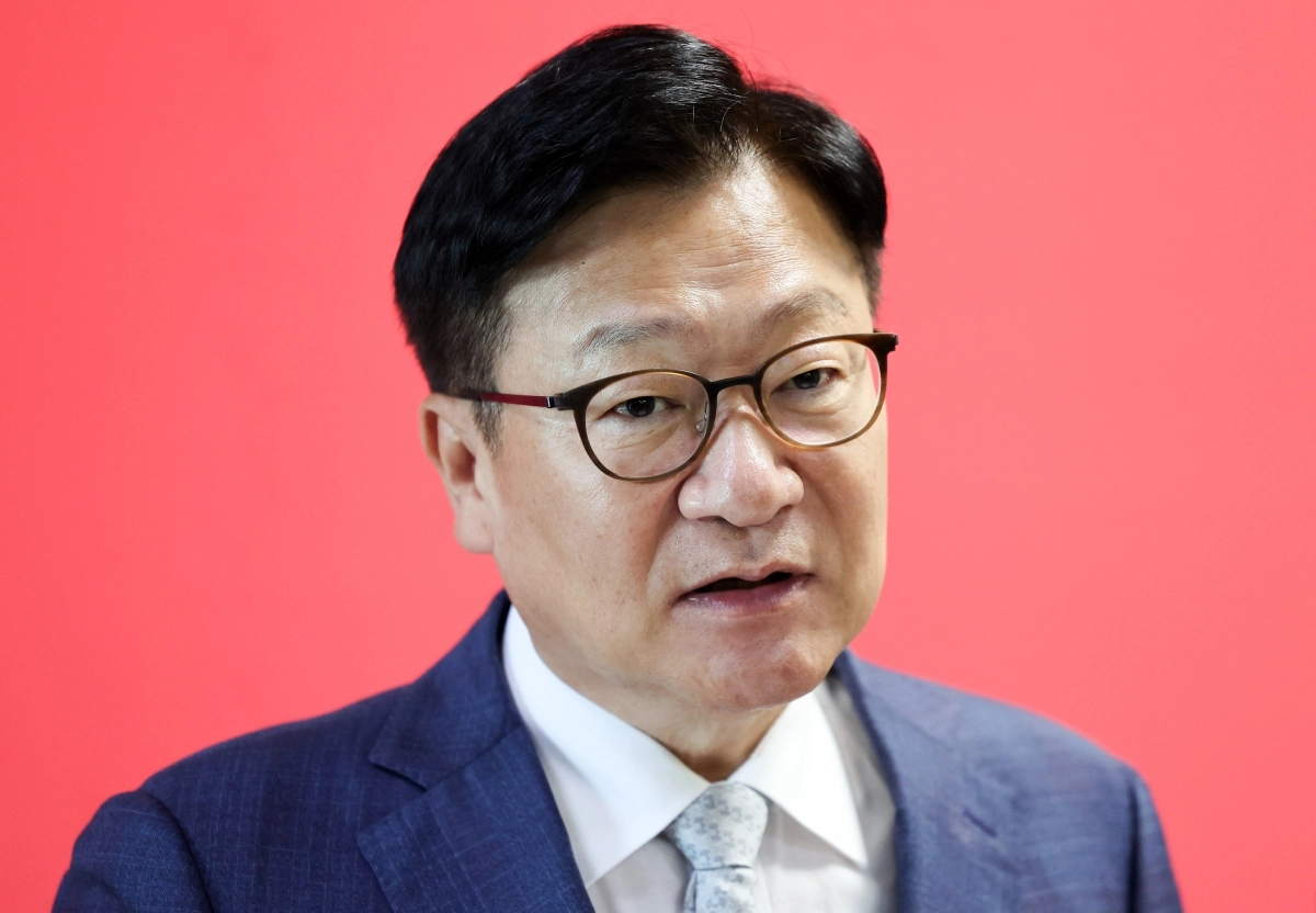 정점식 국민의힘 원내대표가 지난 8일 국회에서 국정감사 현안 관련 백브리핑을 하고 있다. 뉴시스