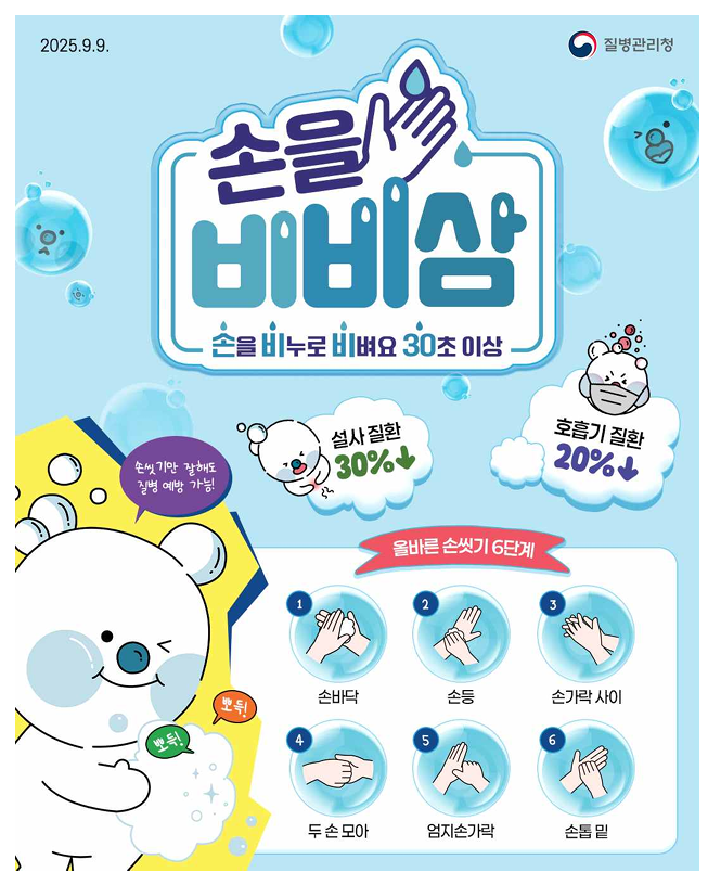 손 씻기 방법. 질병관리청 제공