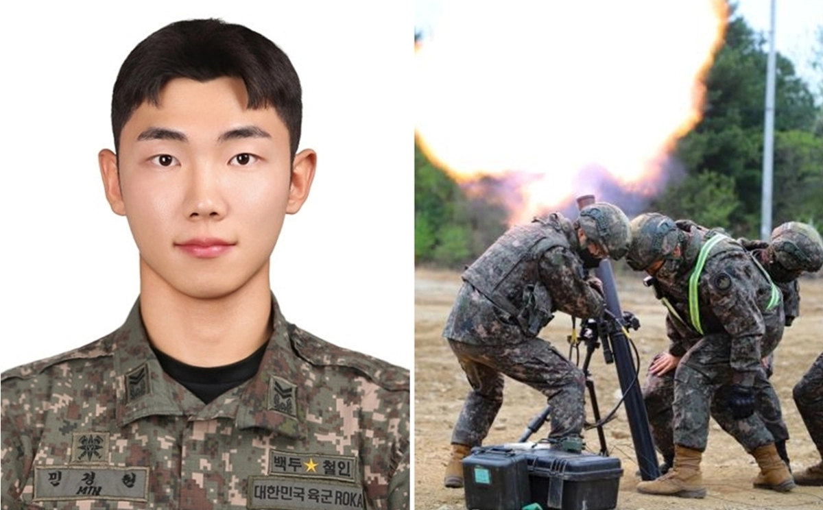 휴가 중이던 육군 부사관이 한밤중 여성을 돌로 공격하고 달아난 50대 남성을 붙잡아 경찰에 넘겼다. 주인공은 강원 양구에서 근무하는 육군21보병사단 66보병여단(천봉여단) 소속 민경현(24·사진) 중사다. 18일 용인동부경찰서에 따르면 민 중사는 지난 5일 오전 1시쯤 경기 용인시 처인구 명지대학교 인근에서 여성의 구조 요청을 듣고 달아나는 50대 남성을 뒤쫓았다. 오른쪽은 지난 4월 양구 백두과학화훈련장에서 ‘유·무인 복합 박격포 전투체계’를 활용한 박격포 실사격을 하는 천봉여단 장병들. 2026.10.18 부대 제공