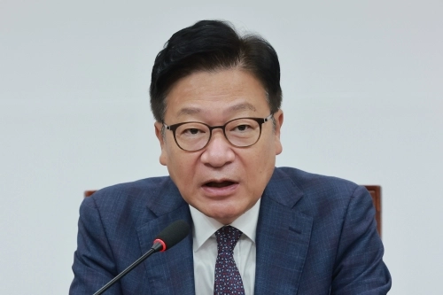 정점식 국민의힘 원내대표가 19일 국회에서 열린 최고위원회의에 참석해 발언하고 있다. 연합뉴스
