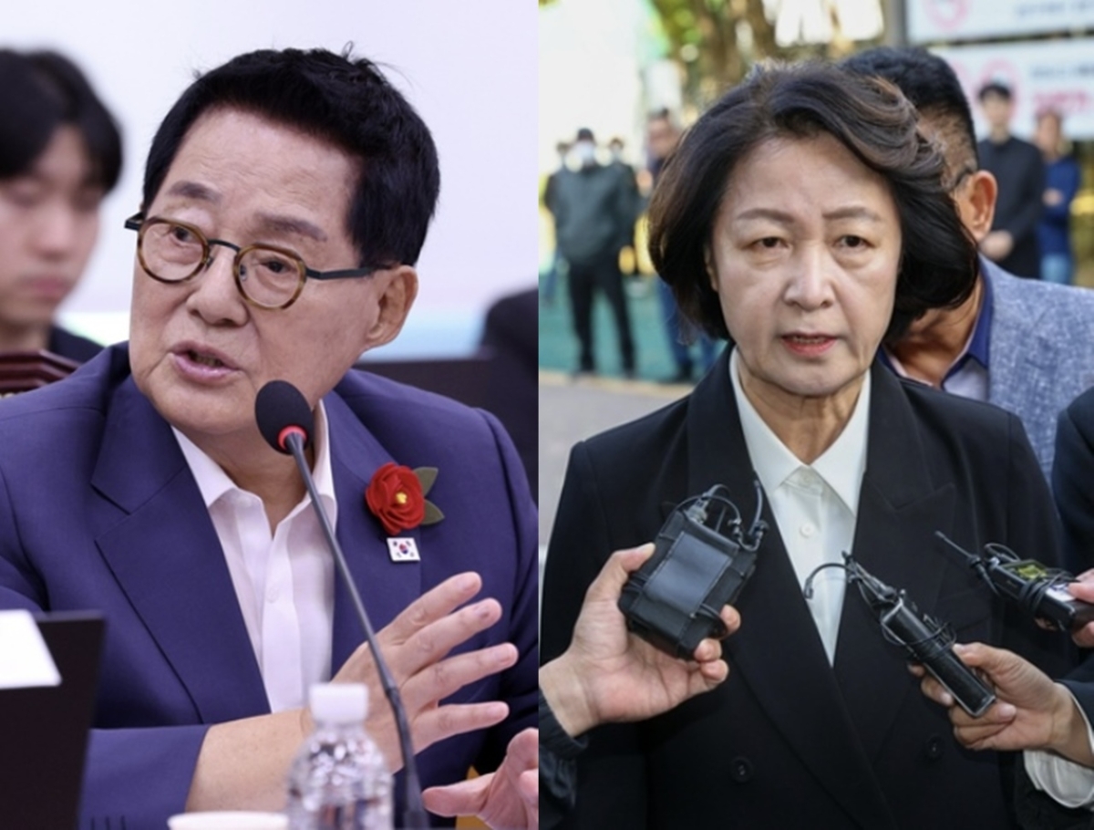 박지원(왼쪽) 더불어민주당 의원과 추미애 경기도지사. 자료 : 뉴시스