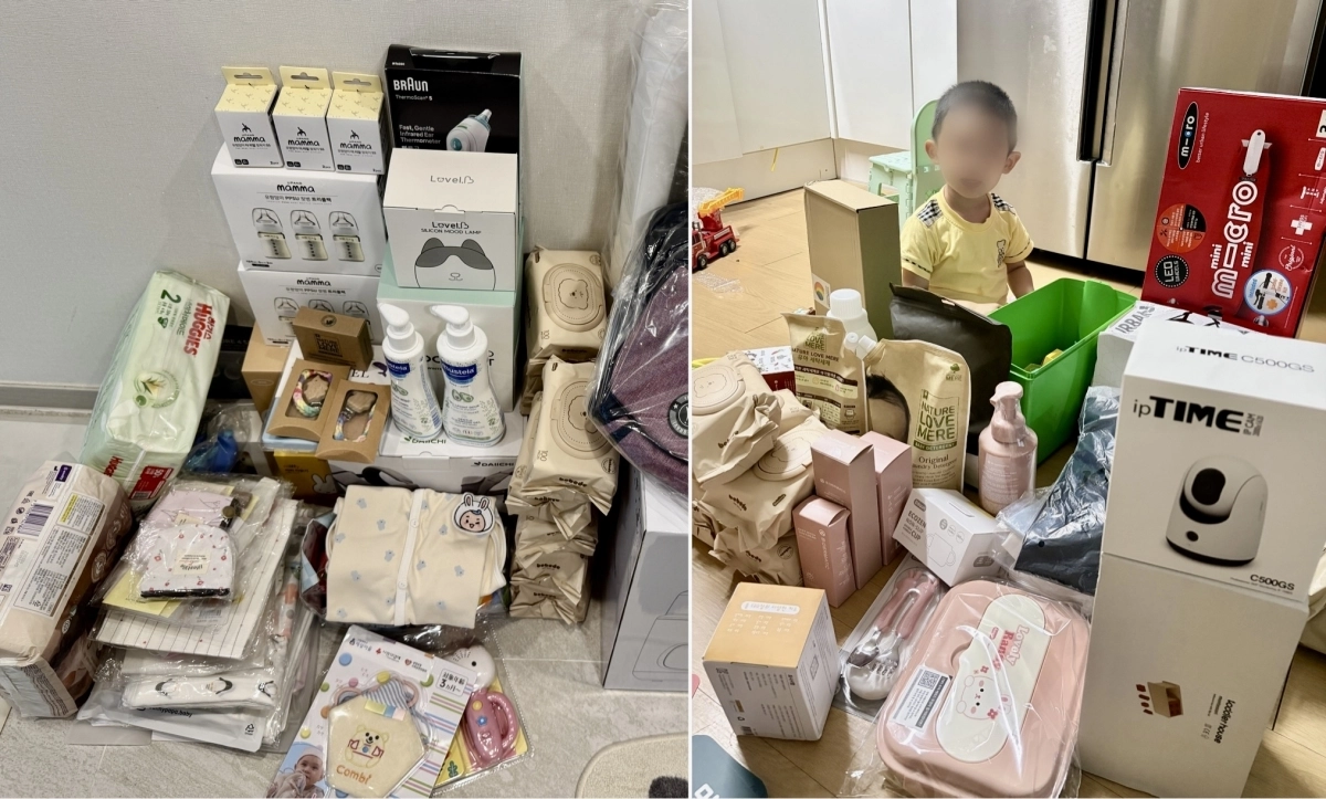 도움이 절실한 위기임산부와 영아 가정에 전달된 맞춤형 마더박스와 육아용품. 365mc 제공.