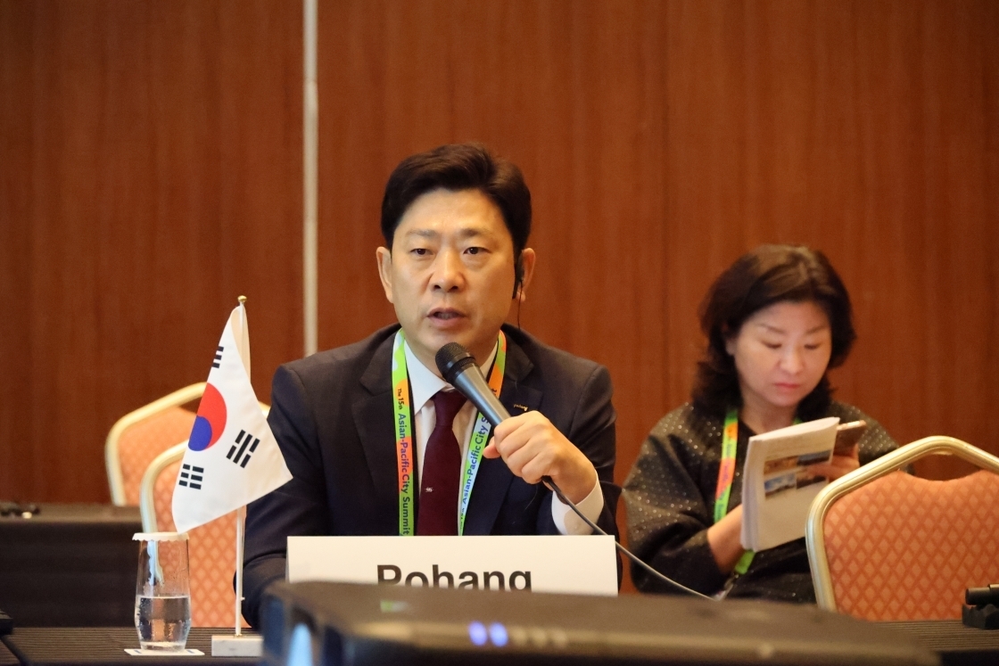 일본 후쿠오카 현지에서 지난 19일부터 열린 아시아·태평양 도시서미트에 참가한 박용선 경북 포항시장. 포항시 제공