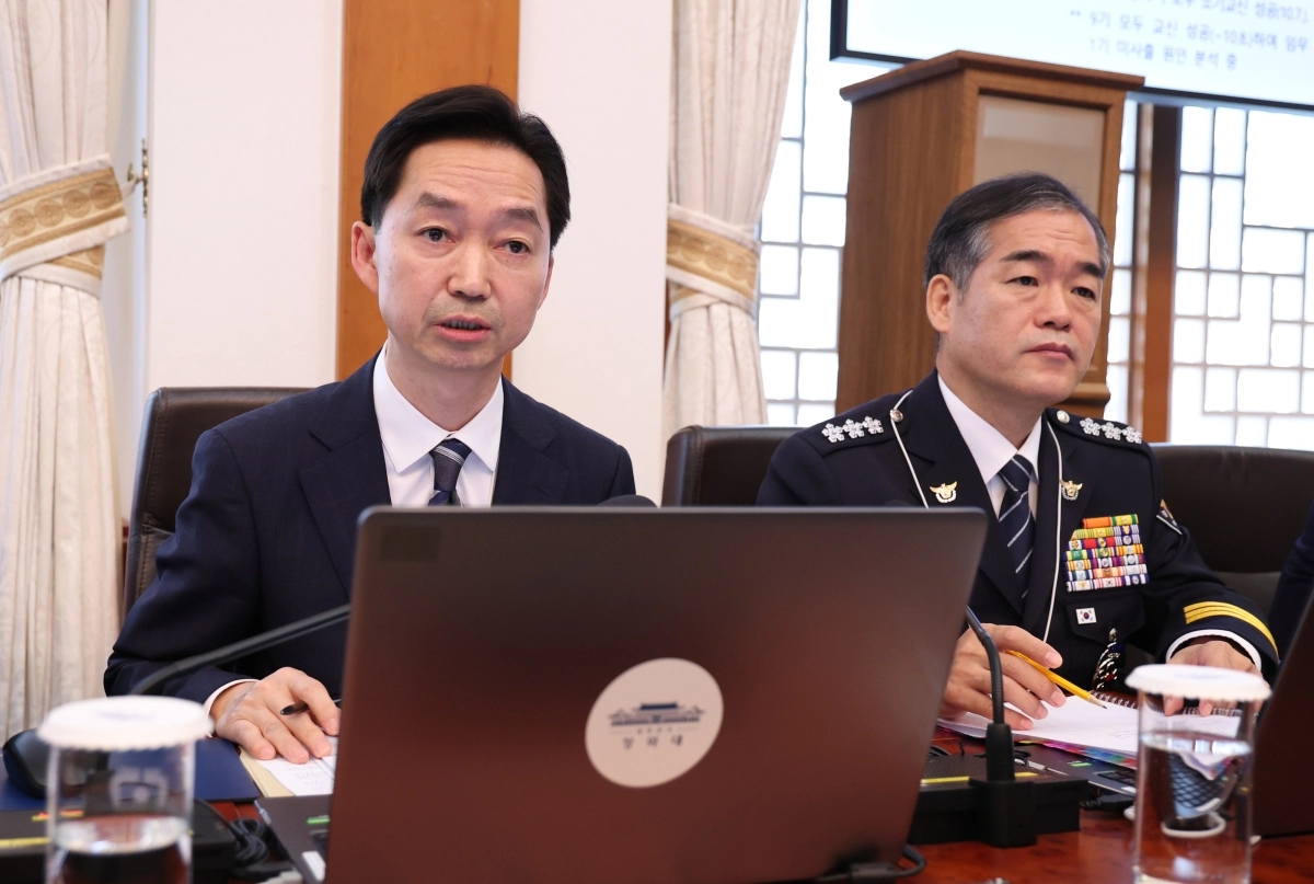 김지용 중대범죄수사청장이 20일 이재명 대통령 주재로 청와대에서 열린 국무회의에서 인사말을 하고 있다. 2026.10.20. 연합뉴스
