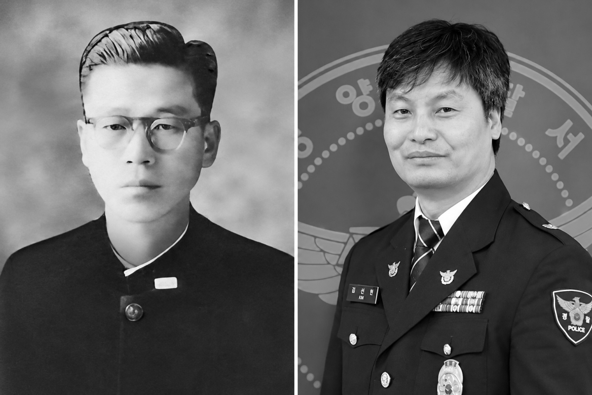 ‘2026년 경찰영웅’으로 선정된 고 심연수(왼쪽) 경사와 고 김선현(오른쪽) 경감.  경찰청 제공