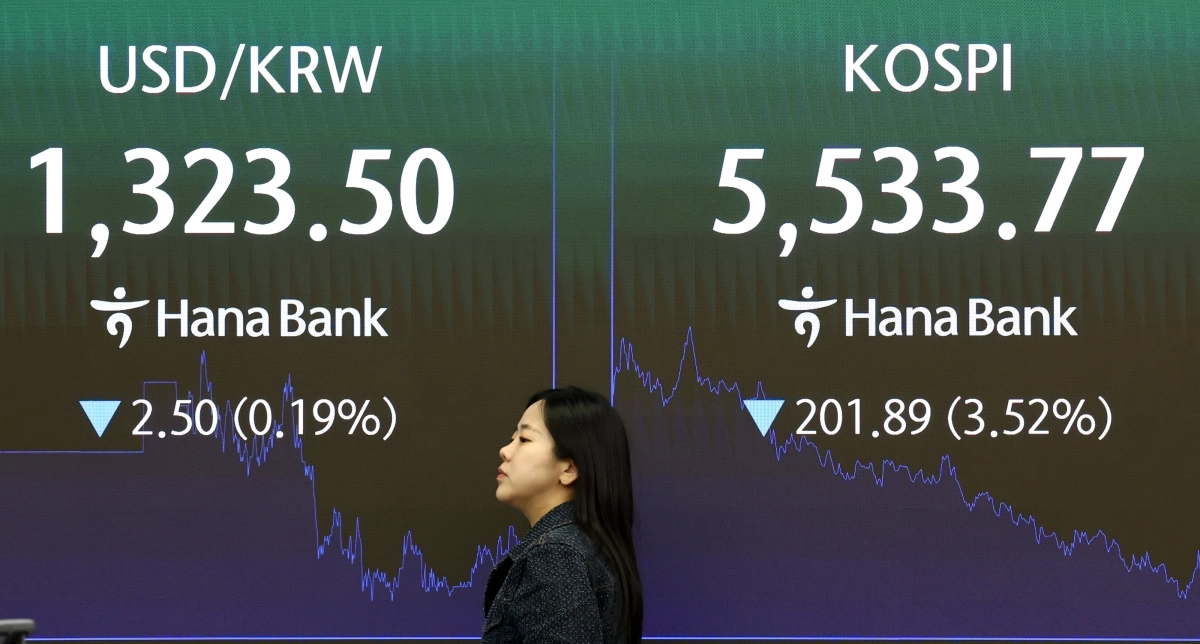 코스피 3%대 하락 마감