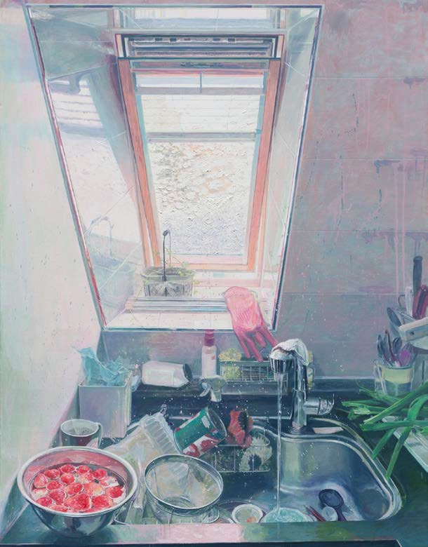 kitchen sink14 am8:52 116.8 ×91 cm, oil on canvas, 2026