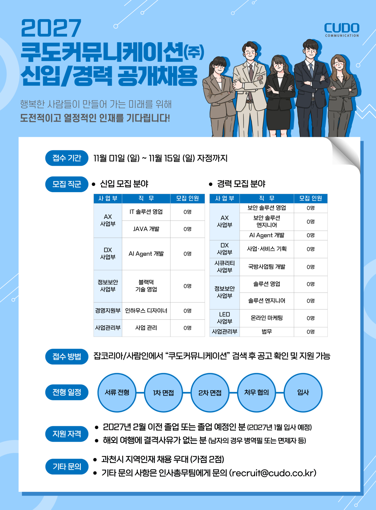 공개채용 공고. (사진=쿠도커뮤니케이션 제공)