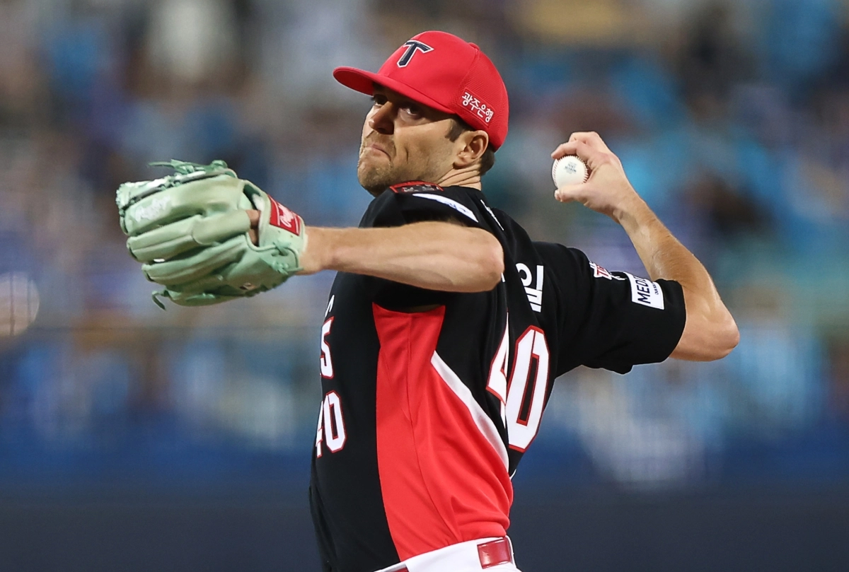 26일 대구 삼성라이온즈파크에서 열린 2026 KBO 포스트시즌 플레이오프 삼성 라이온즈 대 KIA 타이거즈 1차전. 1회 말 KIA 선발투수 제임스 네일이 역투하고 있다. 2026.10.26     대구 연합뉴스